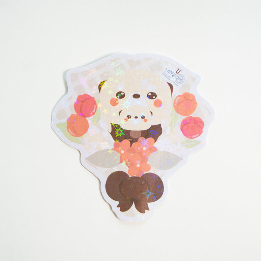 Otterly in Love Bouquet Holo Vinyl Sticker