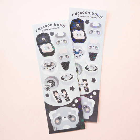 When Raccoon Baby Grows Up Holo Sticker Sheet